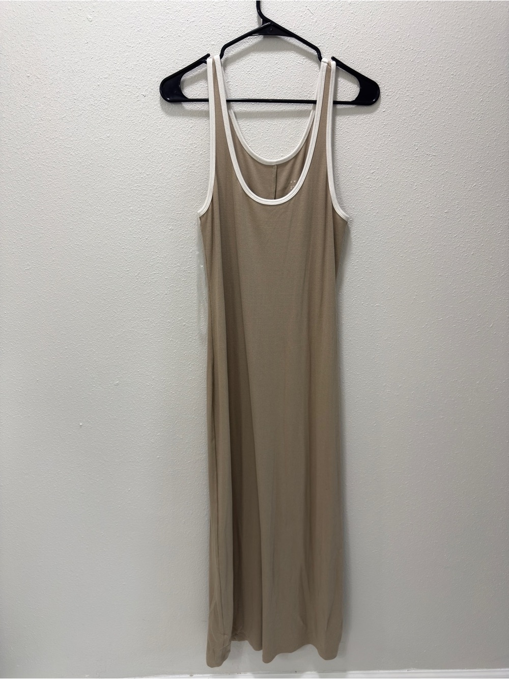 Women’s Dress Bodycon in Light Beige with White Trim